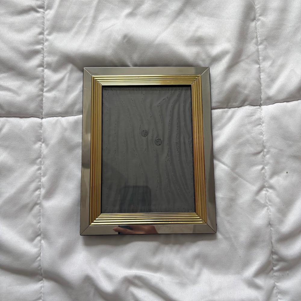 Vintage Two Tone Silver Gold Mirror 5x7 Picture Frame Tabletop Wall Mount Luxury